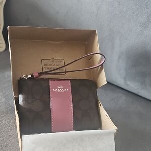 Coach Brown and Pink Wristlet